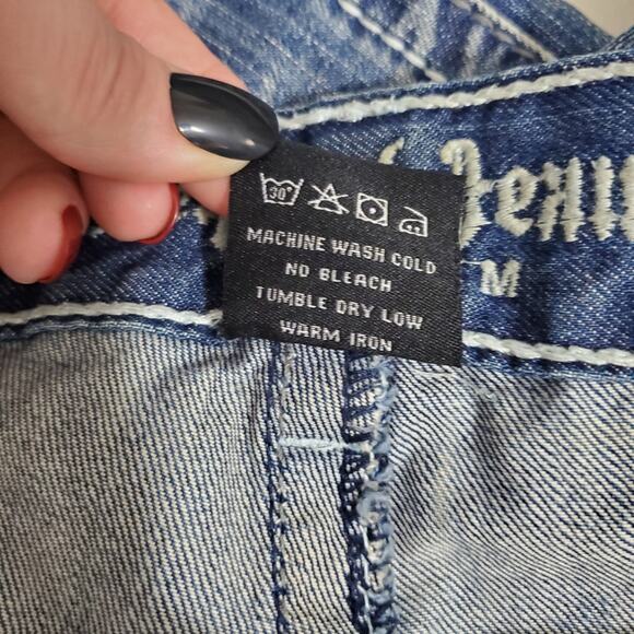 Request Jeans | Distressed Worked-In Flap Back Pocket Relaxed Straight Leg Jeans - Picture 9 of 11